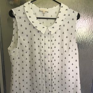 ModCloth anchor print black and white blouse